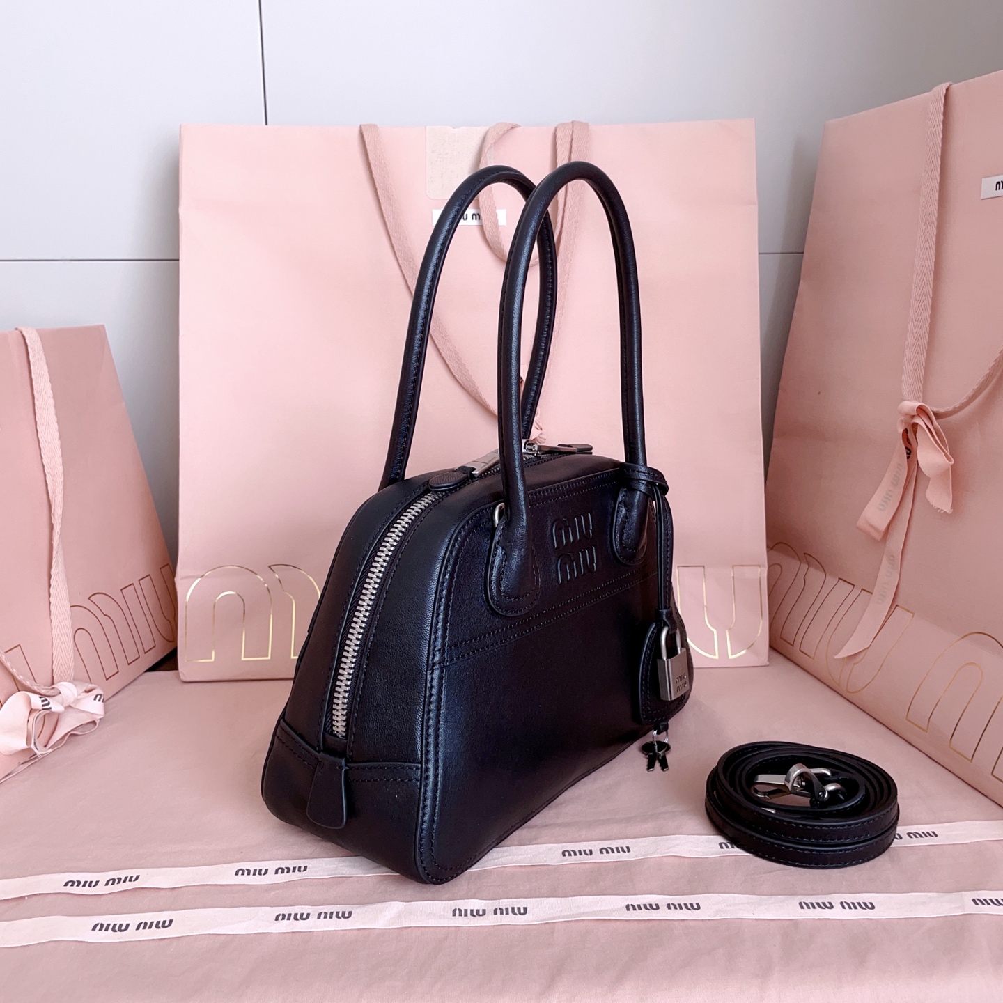 Miu Miu Small Black Vivant Leather bag 5BB200