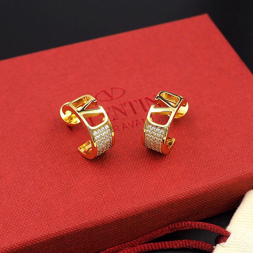 Valentino Vlogo Signature Gold Brass Earrings