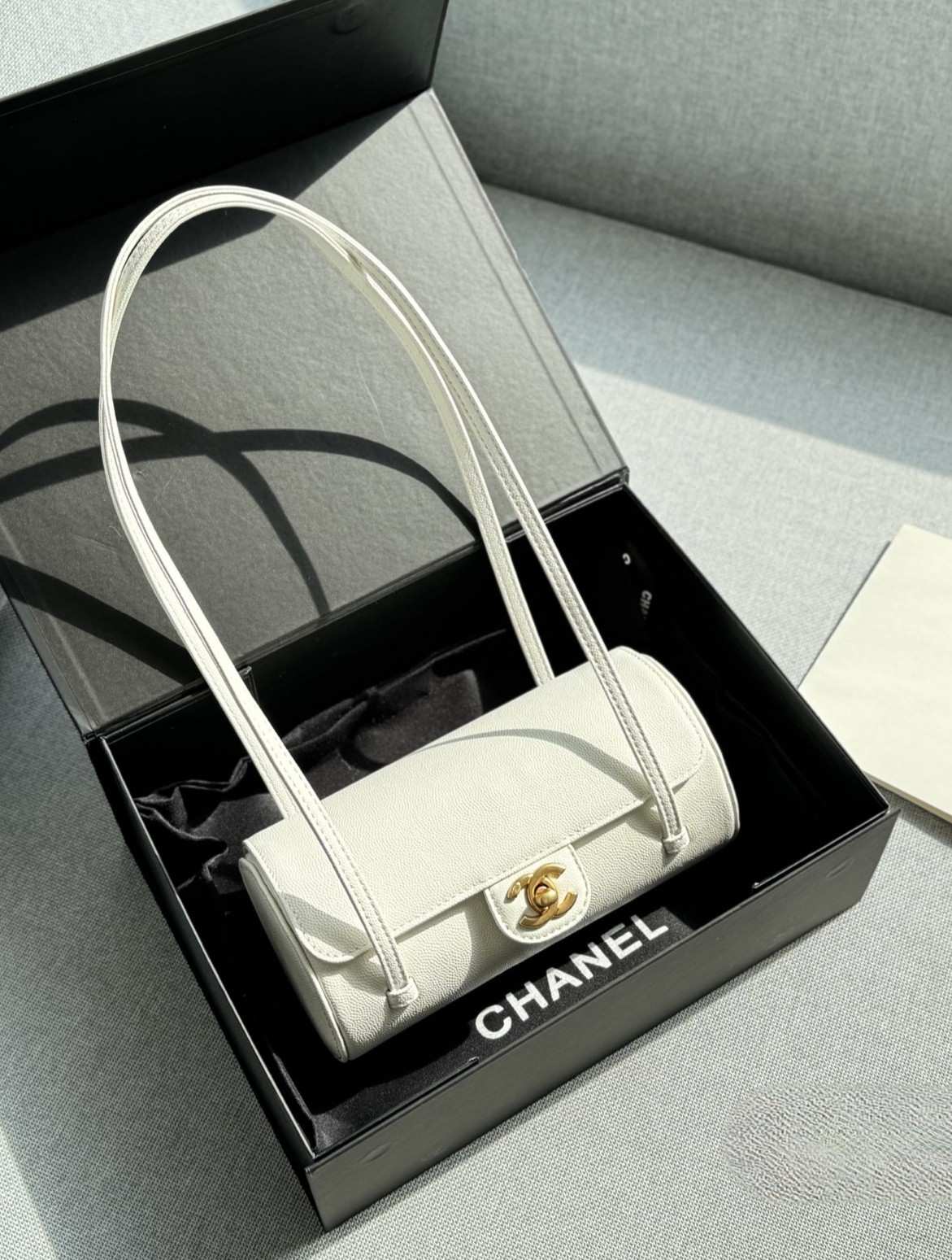Chanel 26P Preppy Coco Grained Leather Slender Straps Flap Cylindrical Bowling Bag - KAIROO