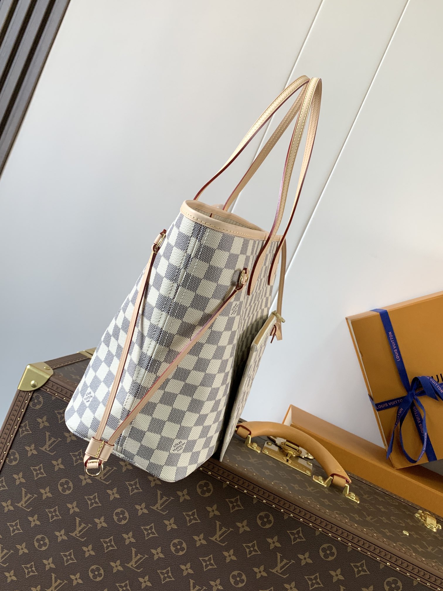 N40604 LV Neverfull MM in Damier Azur Canvas