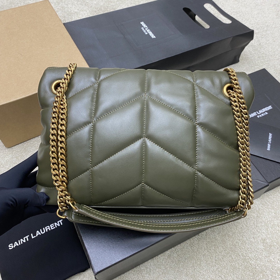 Saint Laurent Olive green Lambskin Small Puffer Bag