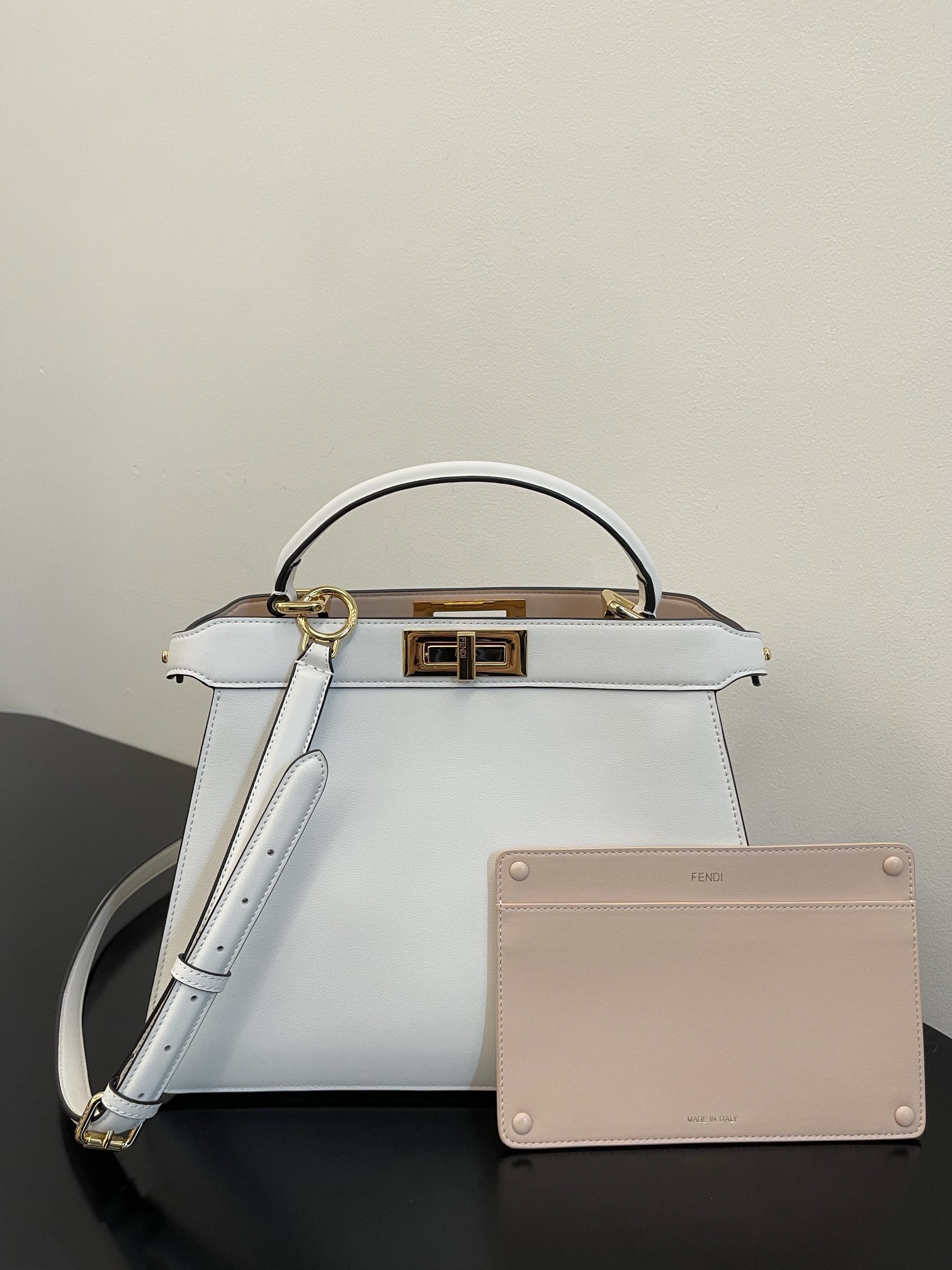 Fendi Iconic Peekaboo ISeeU Medium Leather Bag-White