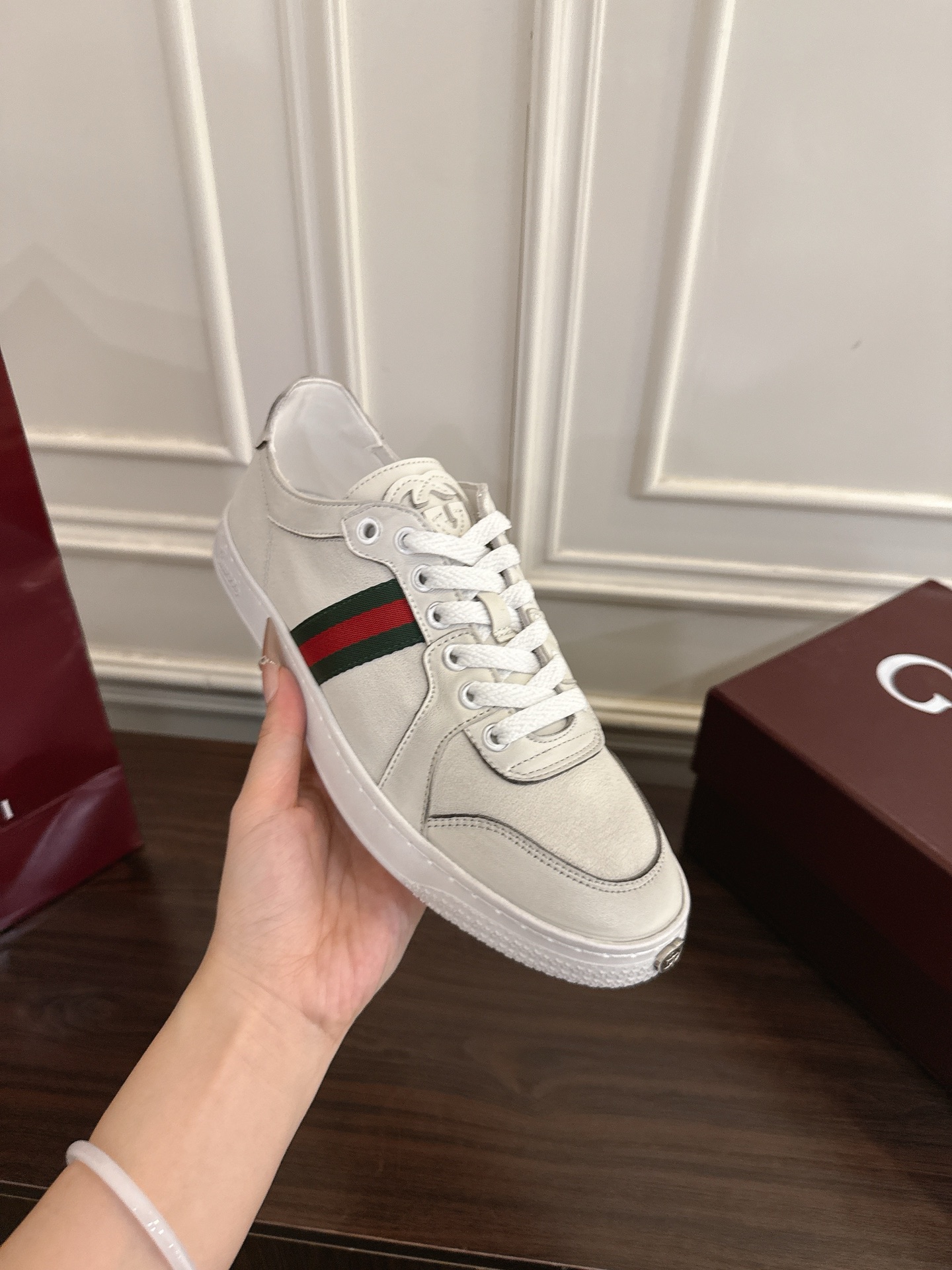 Unisex Gucci Stretch low-top trainer-White