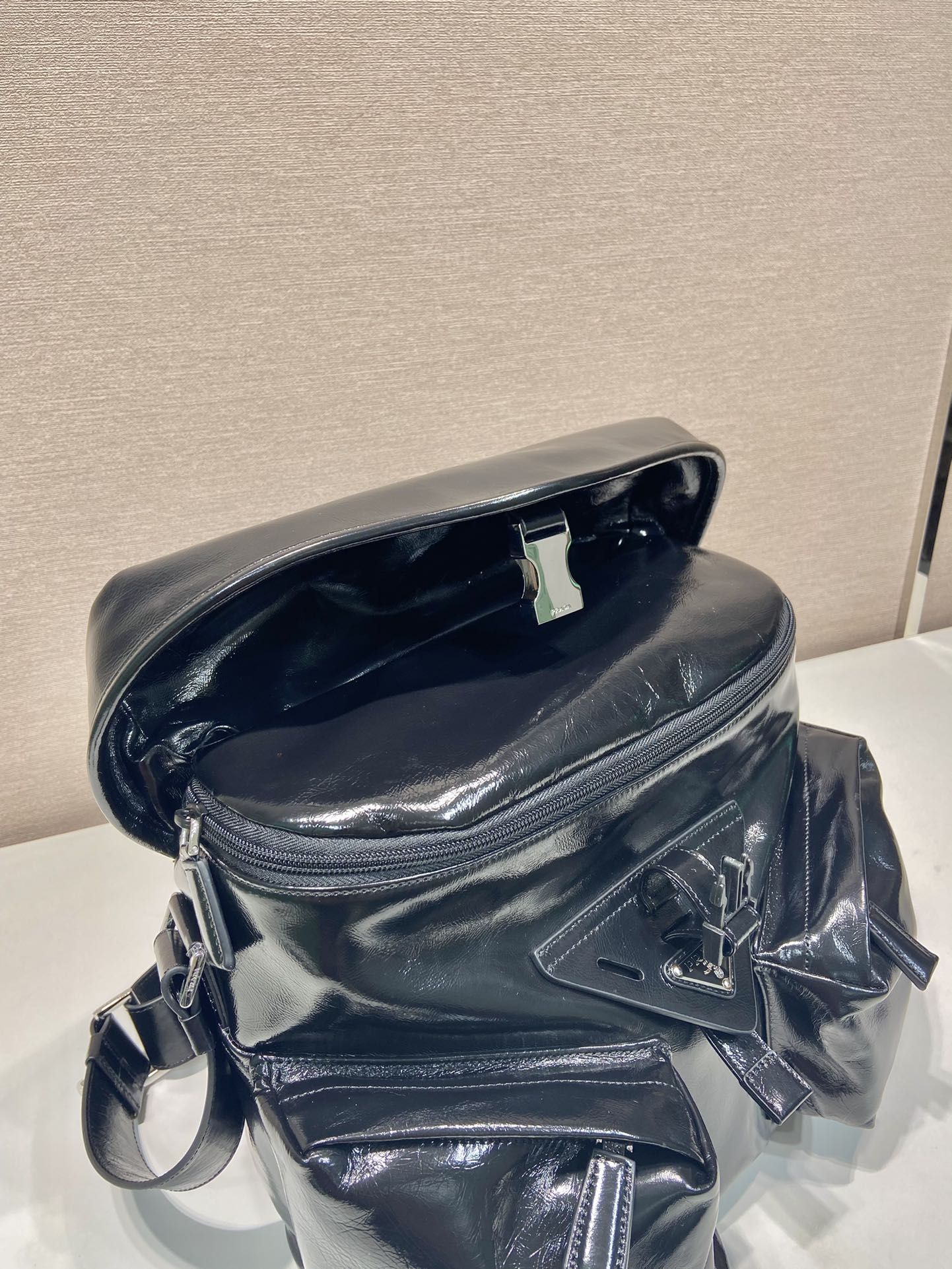 Prada CROSSBODY BAG 29 IN BLACK OIL WAX LAMBSKIN
