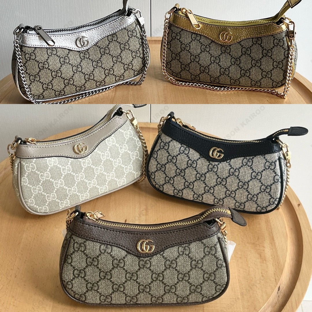 Gucci Ophidia Mini GG Monogram Canvas Baguette Chain Hobo Underarm Shoulder bag - KAIROO