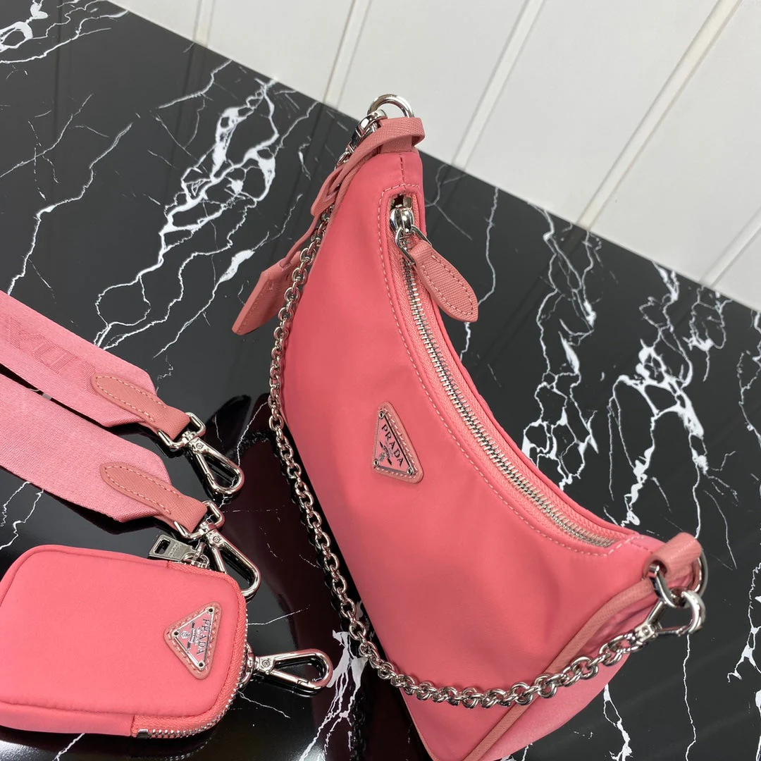 Prada HOBO 22 BAG IN DARK PINK RE-NYLON