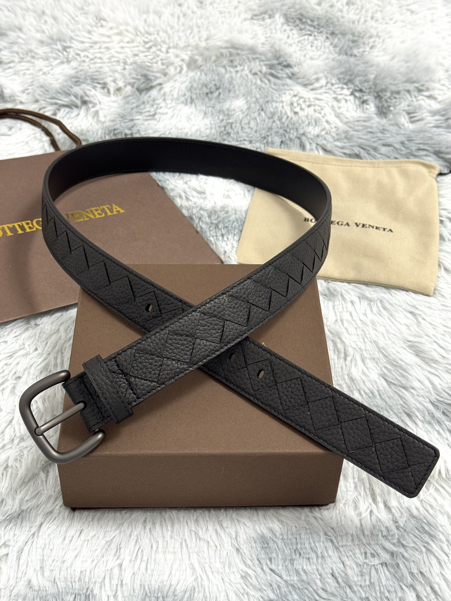 Bottega Veneta Intrecciato Leather Belt 3.5cm