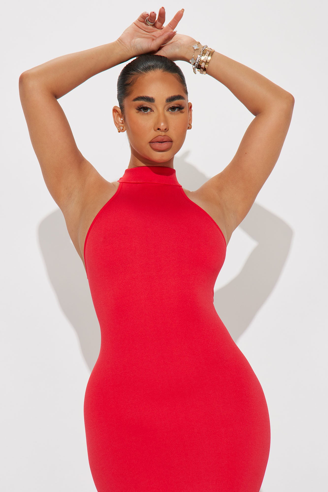 Sofia Seamless Midi Dress - Red