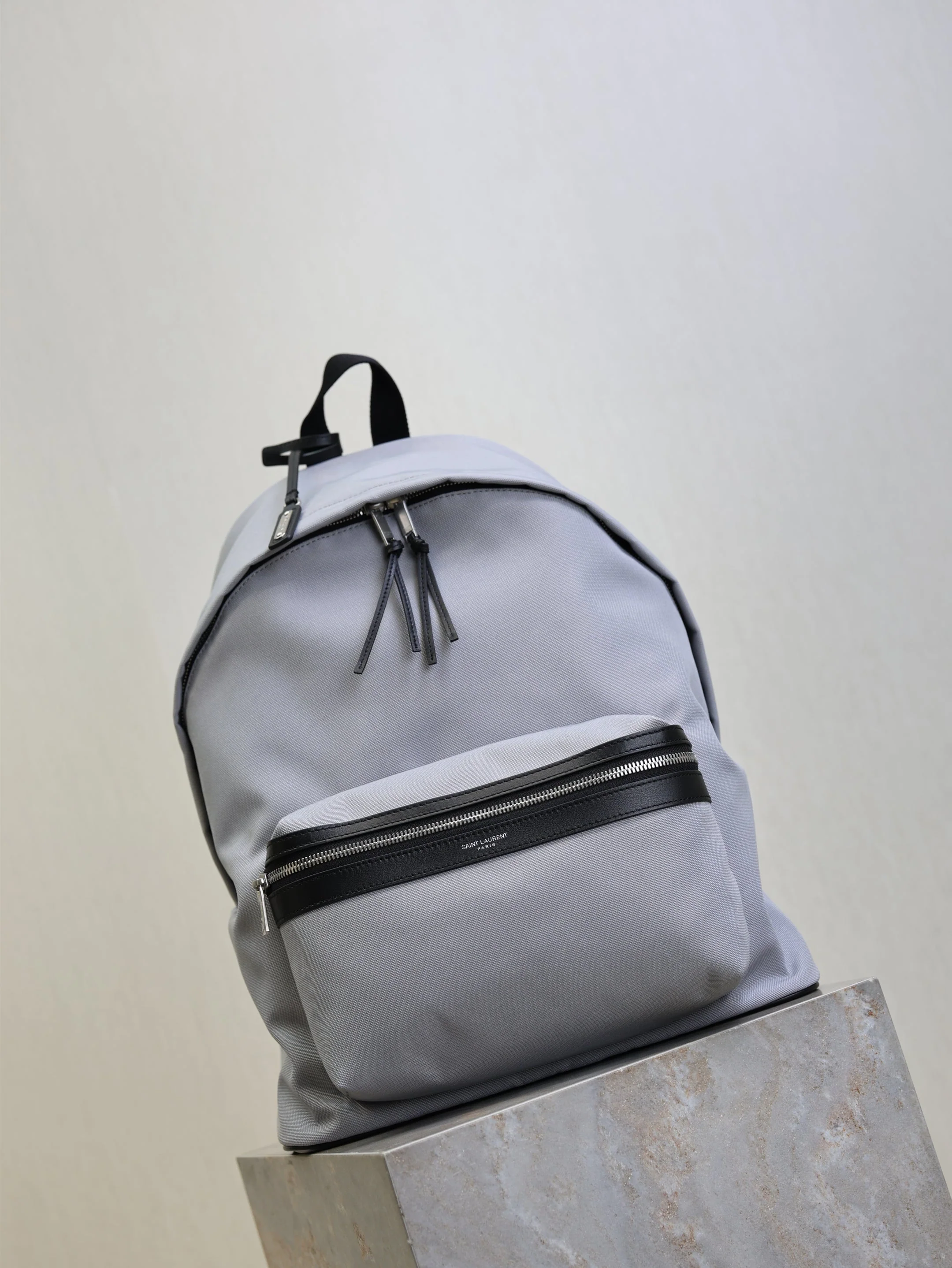 Saint Laurent YSL City Backpacks Light Gray Cowhide Cotton