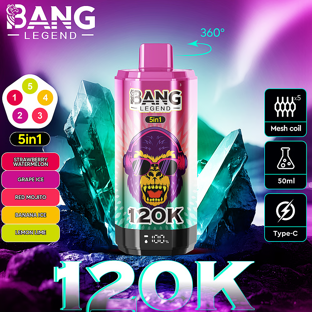 Bang Legend 120K Disposable Vape 5-in-1 Flavor (5%, 120000 Puffs)