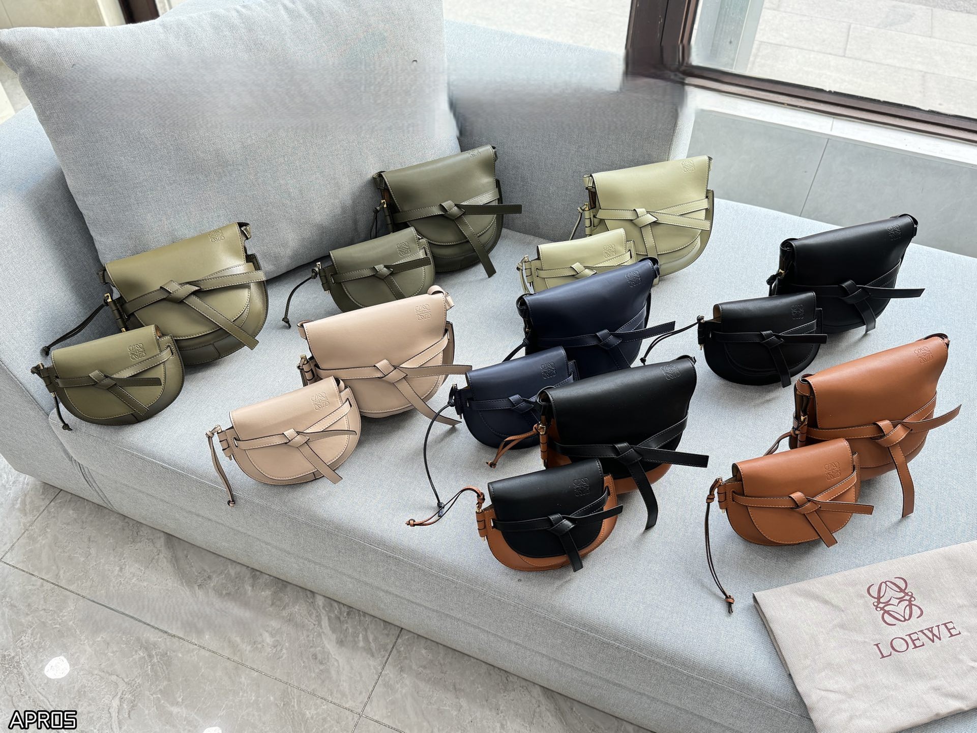 Loewe Gate Dual Small/Mini Anagram Smooth Leather Webbing Strap Knot Saddle Crossbody Bags - KAIROO