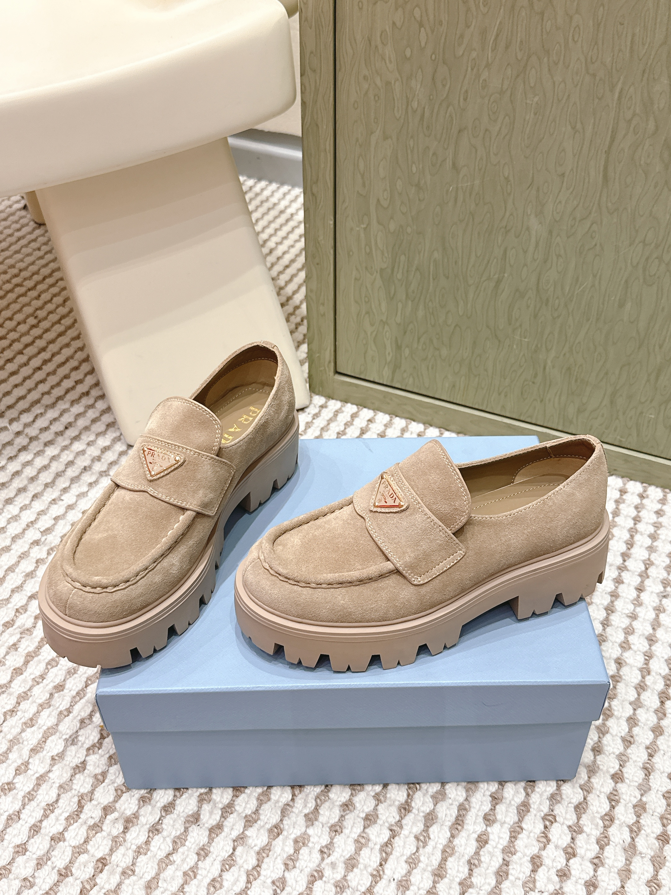 Prada Women's Monolith Suede Loafer