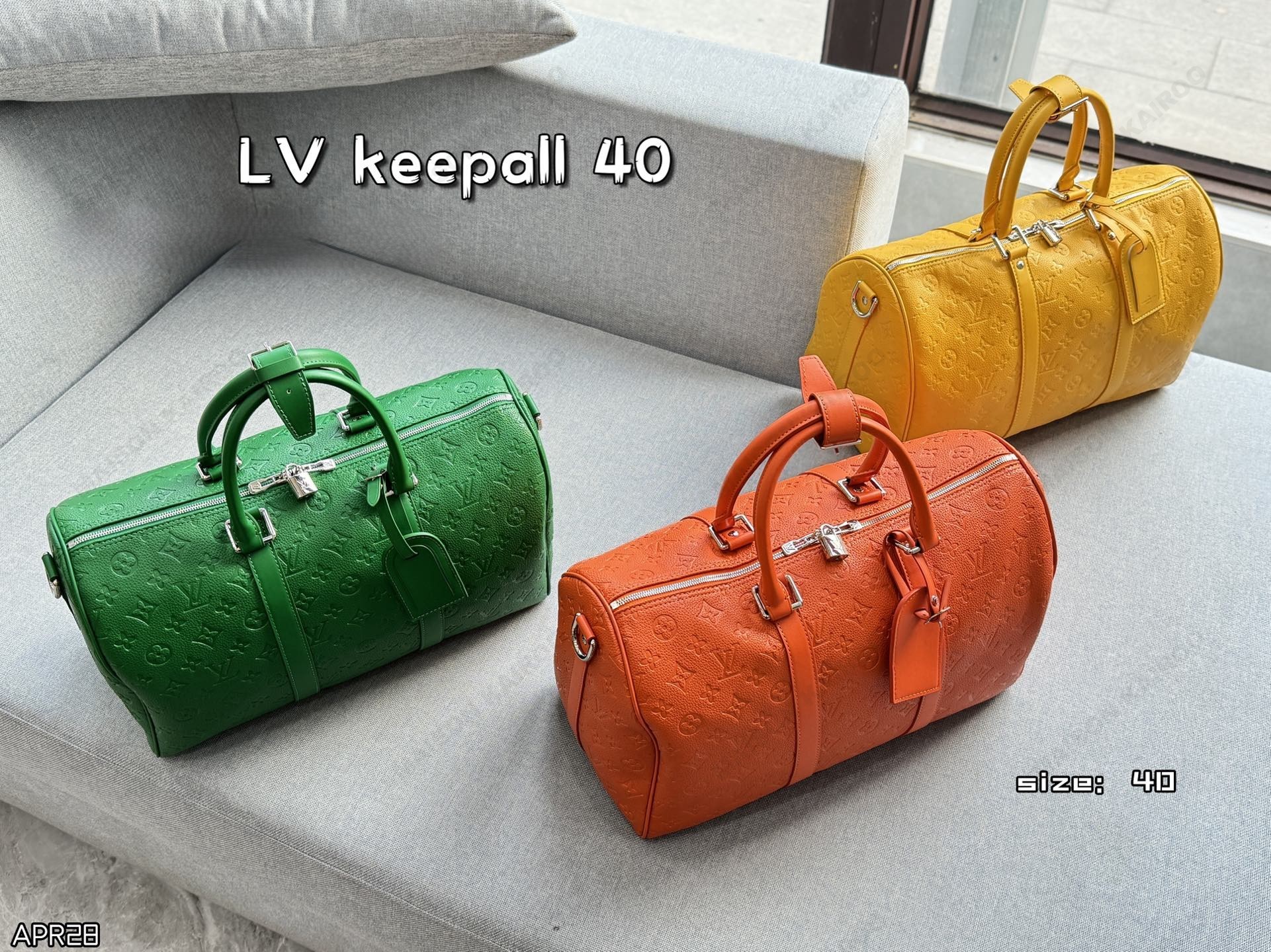 Louis Vuitton Keepall 40 Bright Color Monogram Empreinte Grained Leather Travel Duffle Barrel Bag - KAIROO