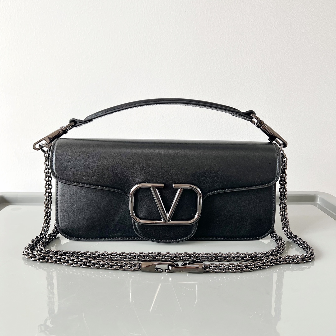 Valentino Large Garavani Loco Bag in Calfskin and crystals-Black
