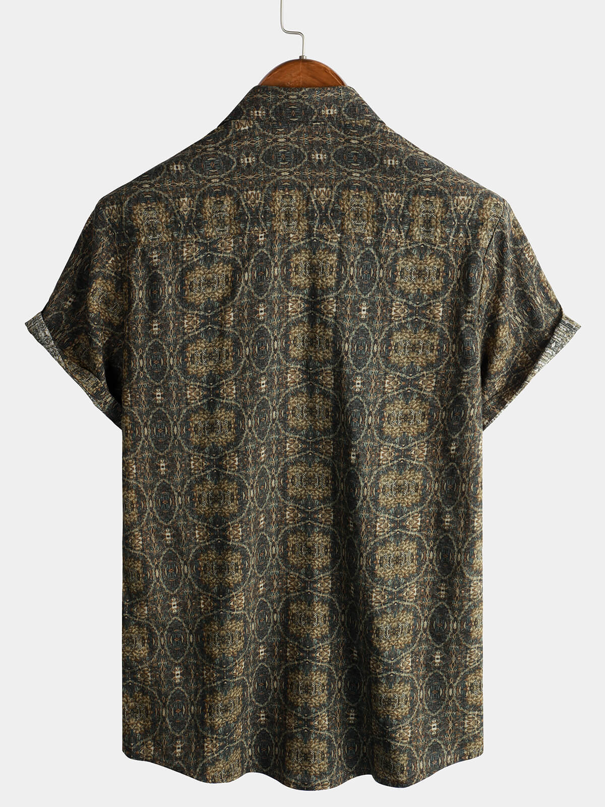Men's Vintage 70s Cotton Retro Summer Button-Up Short Sleeve Shirt