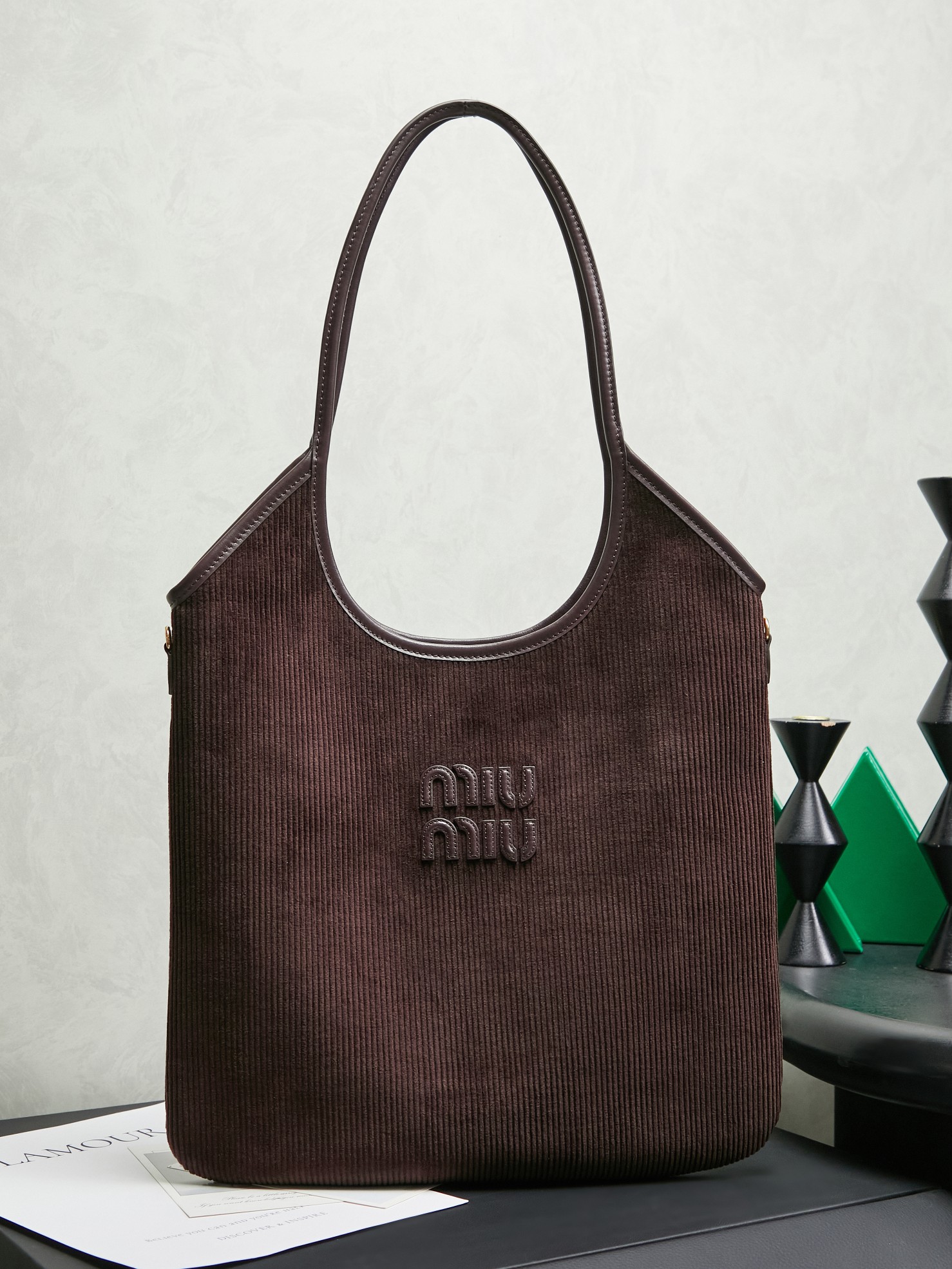 Miu Miu Dark Brown Ivy Suede Leather Bag  5BG231