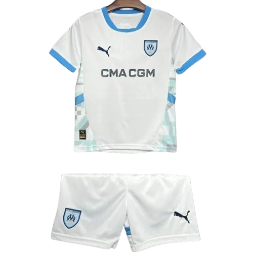 24-25 Marseilles Home Soccer Kids Kit Jersey+Shorts