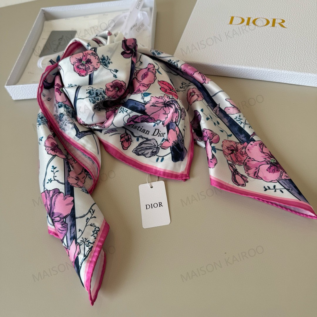 Dior Base Purple Floral Square Scarf - KAIROO