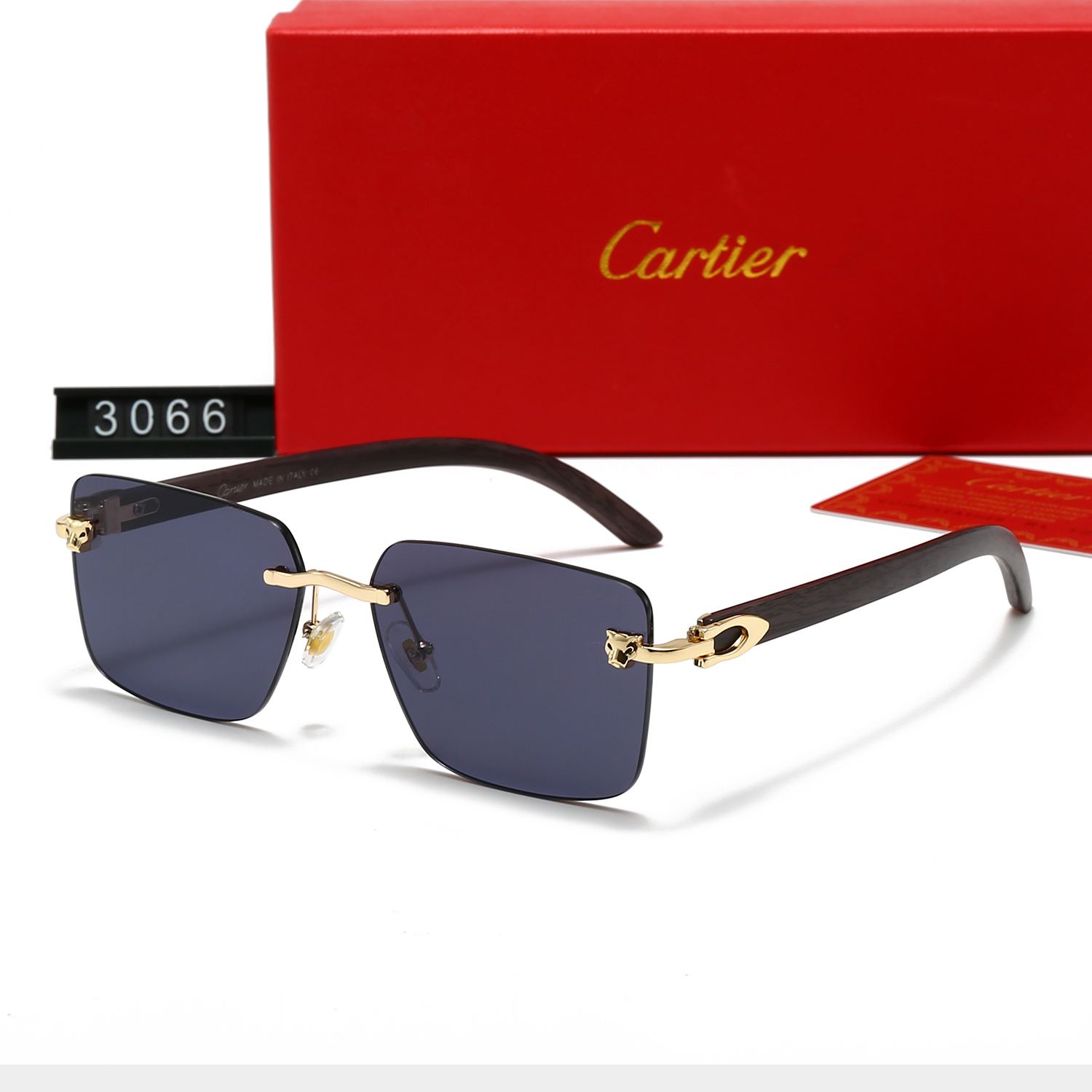 Cartier Metal and Wood Rimless Sunglasses Top quality - KAIROO
