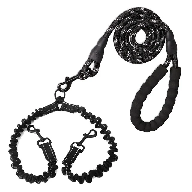 2 Way Double Dog Pet Leash Rope Elastic