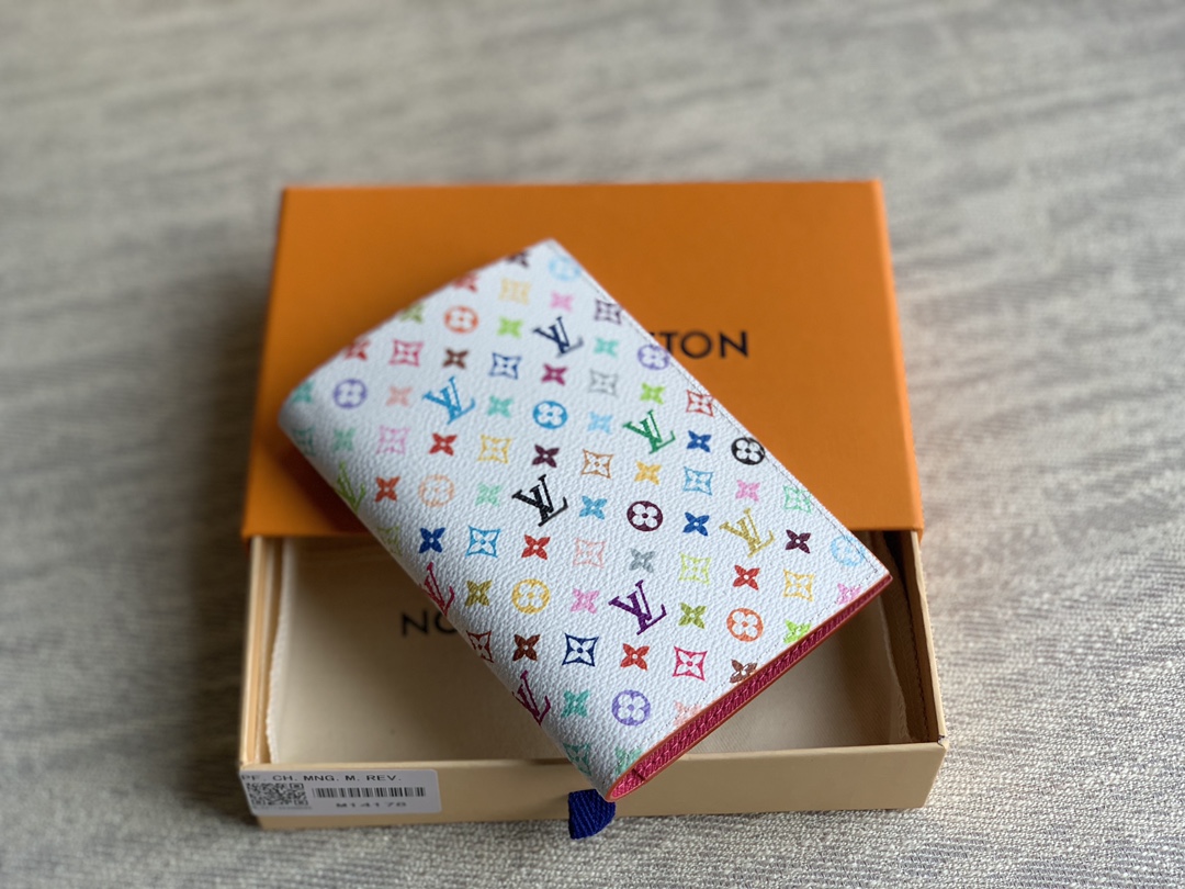M14178  LV x TM Passport Coverr in White Multicolored Canvas