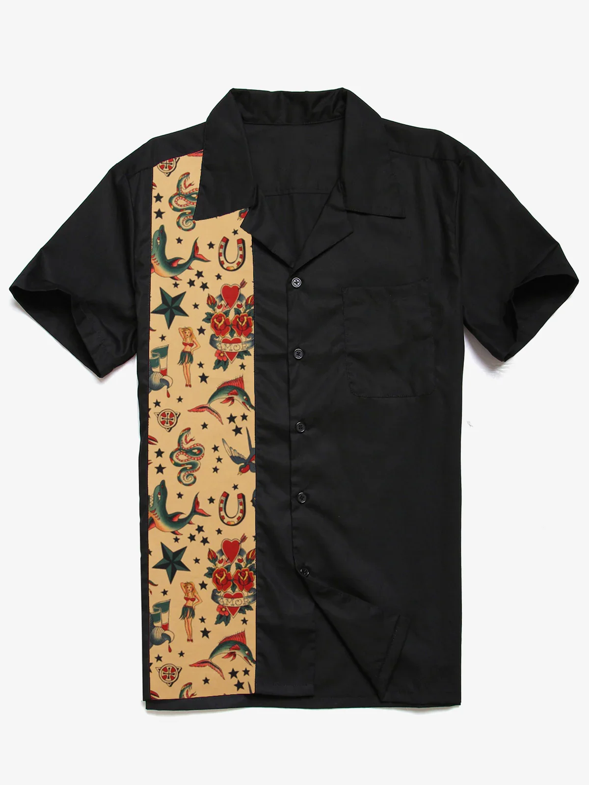 Men's 50s Retro Cotton Short Sleeve Shirt