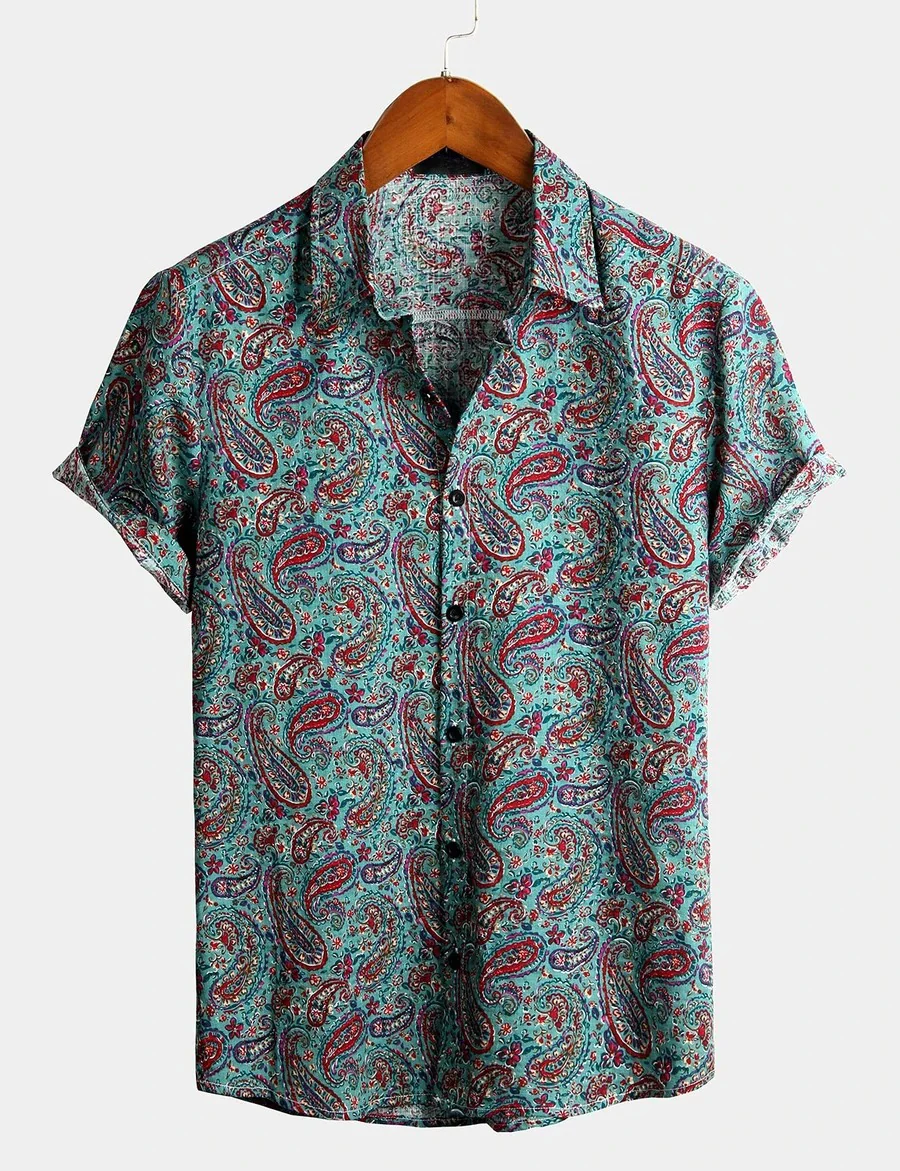 Men's Vintage Paisley Cotton Retro 70s Shirt