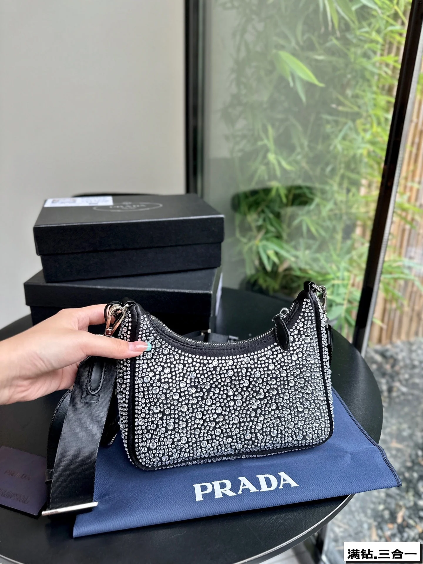Prada  22 SATIN MINI-BAG WITH FULLY RHINSTONES