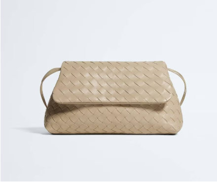 Bottega Veneta Giorno Flap Bag in Ecru Intrecciato leathe