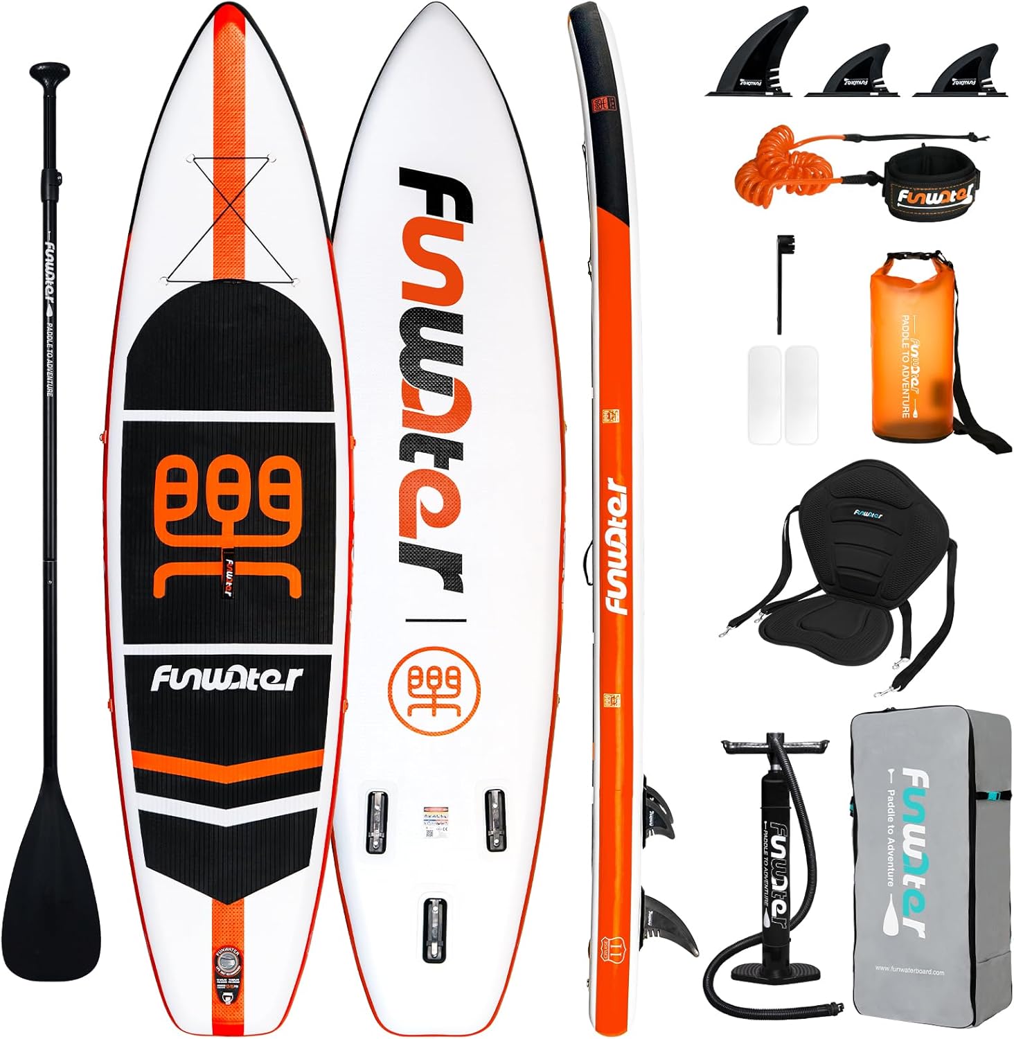 FunWater Inflatable Stand Up Paddle Board with Premium SUP Paddleboard Accessories, Anti-Slip EVA Deck, 11'6''/11'/10'6'' Paddle Boards for Adults & Youth of All Skill Levels