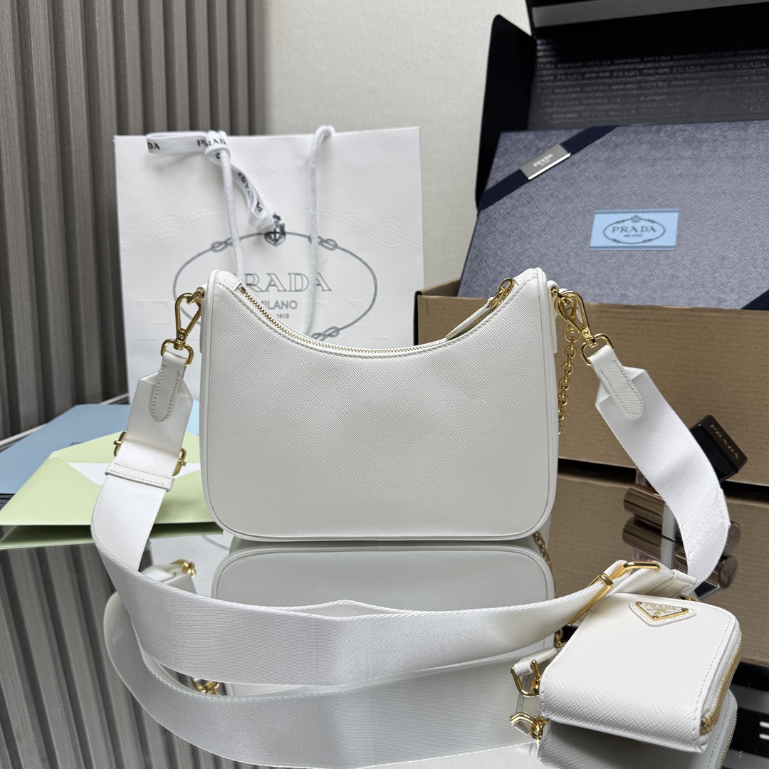 Prada Re-Edition 2005 Saffiano leather bag-White 1BH204