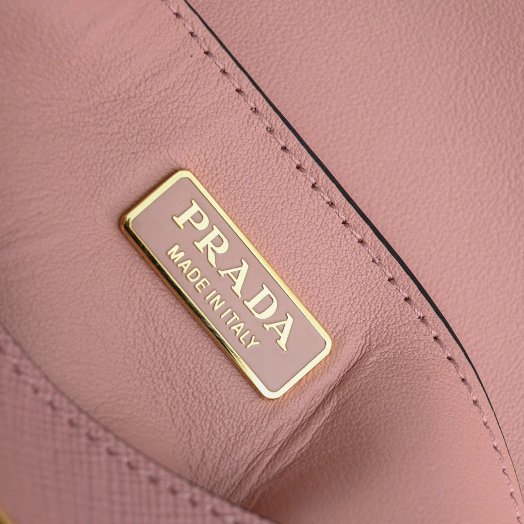 Prada MINI FLAP BAG 20 IN BABY PINK SAFFIANO LEATHER GOLD HARDWARE