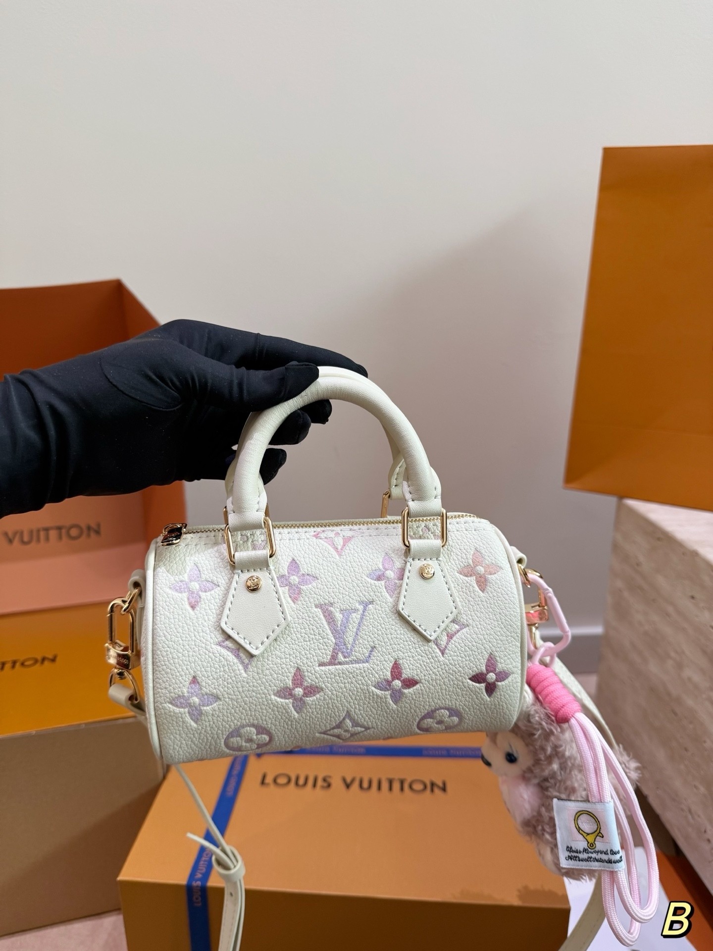 Louis Vuitton LV Speedy Nano 16 Lavender Monogram Gradient Watercolor Leather Boston Top Handle Bag - KAIROO