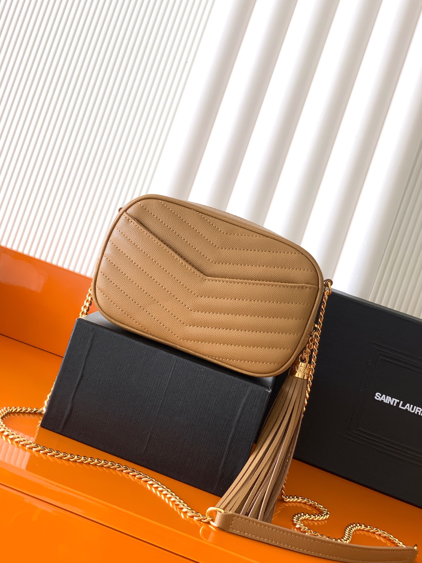 YSL Saint Laurent Lou Mini Bag in Quilted leather-Cinnamon