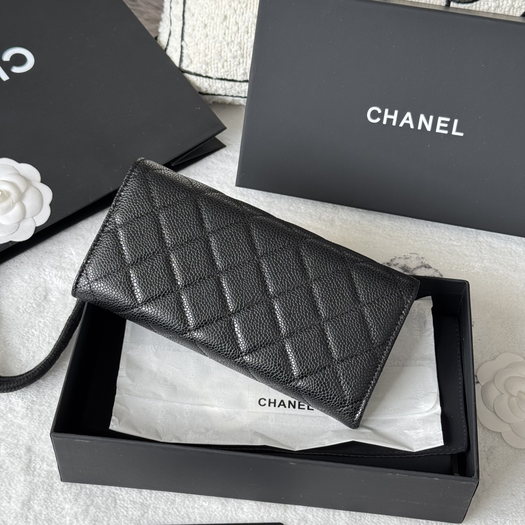 Chanel Classic Long Wallet in Black Grained Calfskin