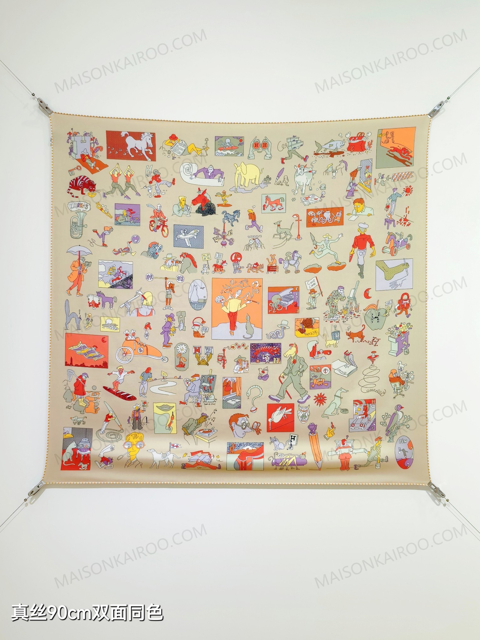Hermes Carre Libre Sketch Comic Square Scarf - KAIROO