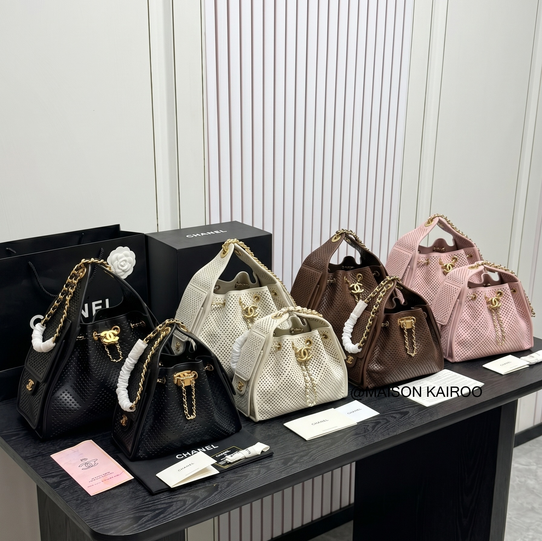 Chanel 25bag Mini& Small Full Micro Round Perforated Smooth Drawstring Lazy Bucket Hobo Tote Bag - KAIROO