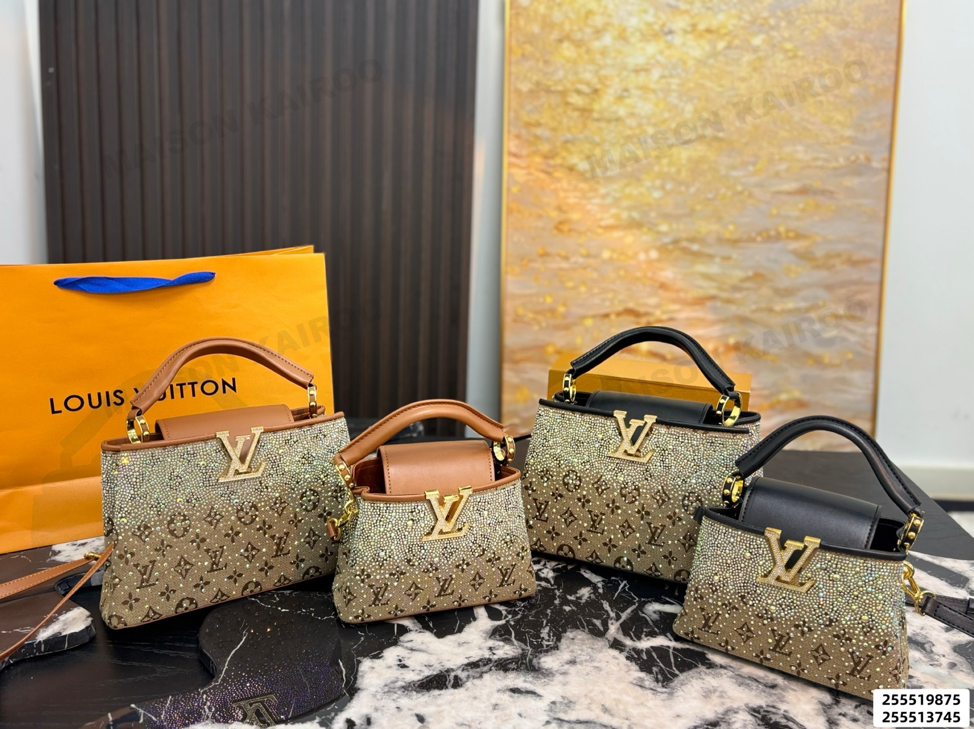 Louis Vuitton LV Capucines BB/Mini Gradient Crystal Embellished Monogram Canvas Top Handle Bag - KAIROO