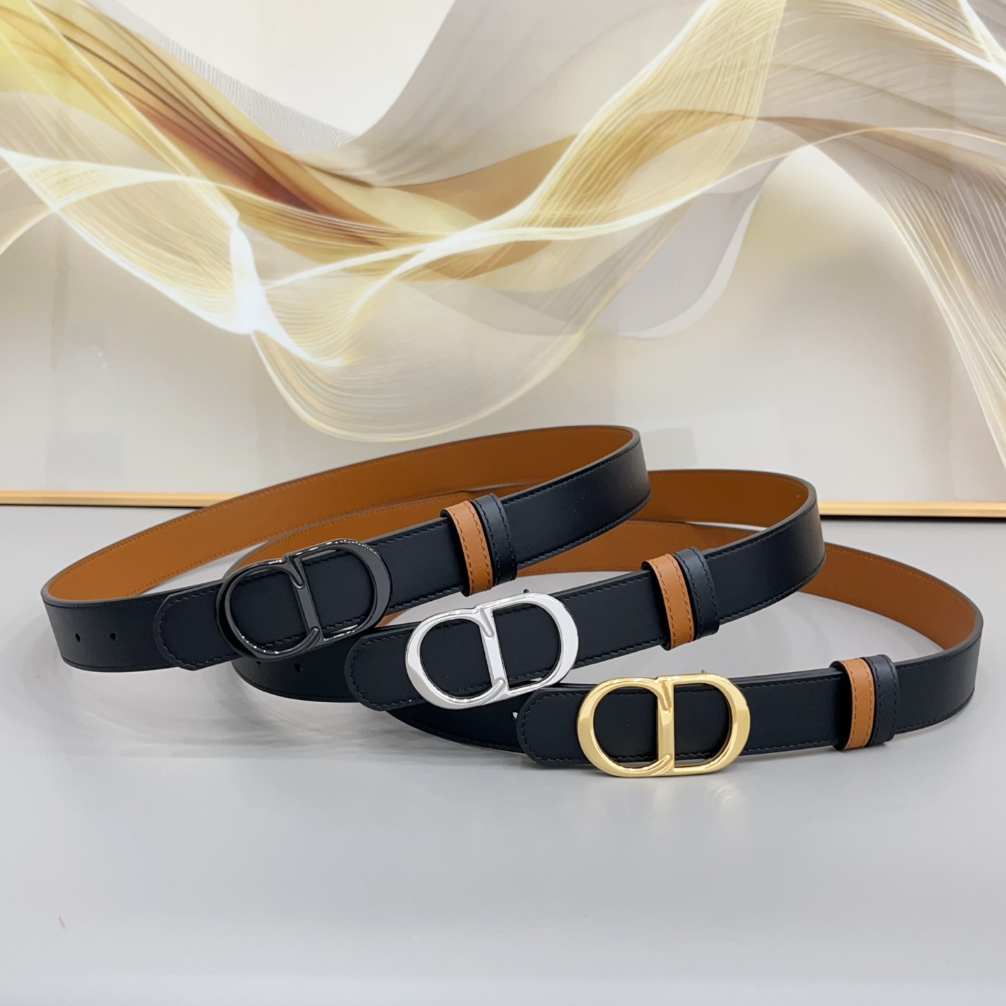 Dior CD Iconic Reversible Leather Belt 3.0cm