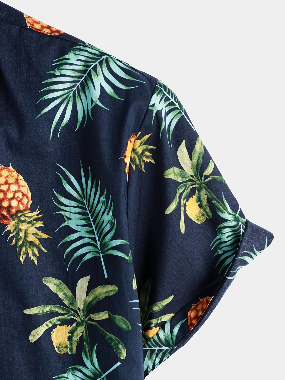 Men's Pineapple Print Cotton Hawaiian Short Sleeve Shirt