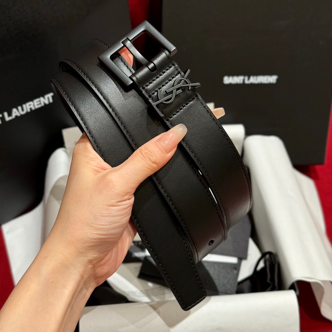 Saint Laurent Cassandre Women's Leather Belt 3.0cm