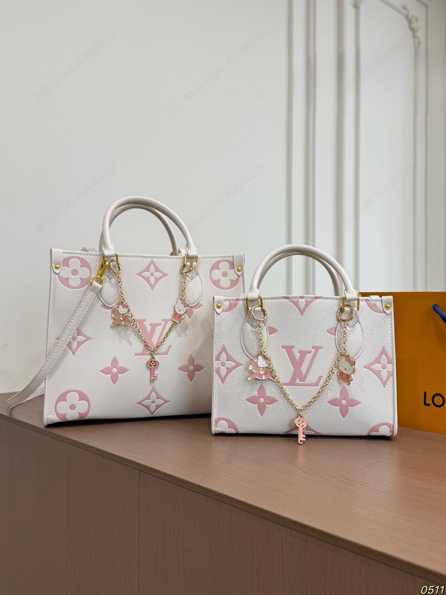 Louis Vuitton LV OnTheGo PM/MM Pastel Pink Monogram Empreinte Leather Top Handle Tote Bag - KAIROO