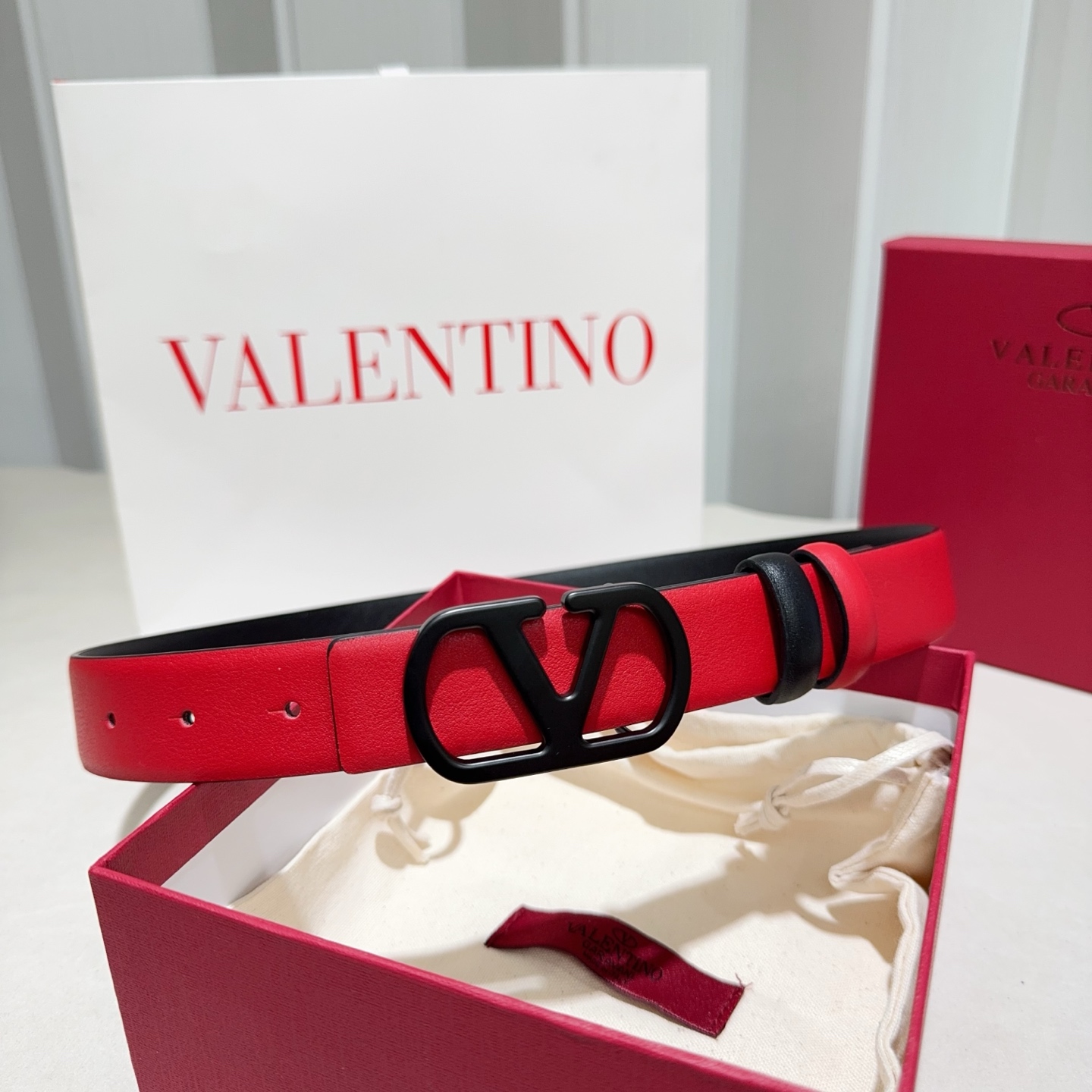 Valentino Reversible Leather Belt 3cm