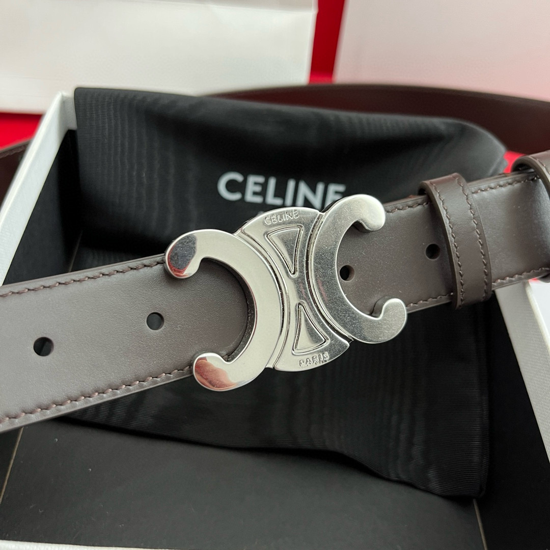 Celine Triomphe Leather Belt 3cm