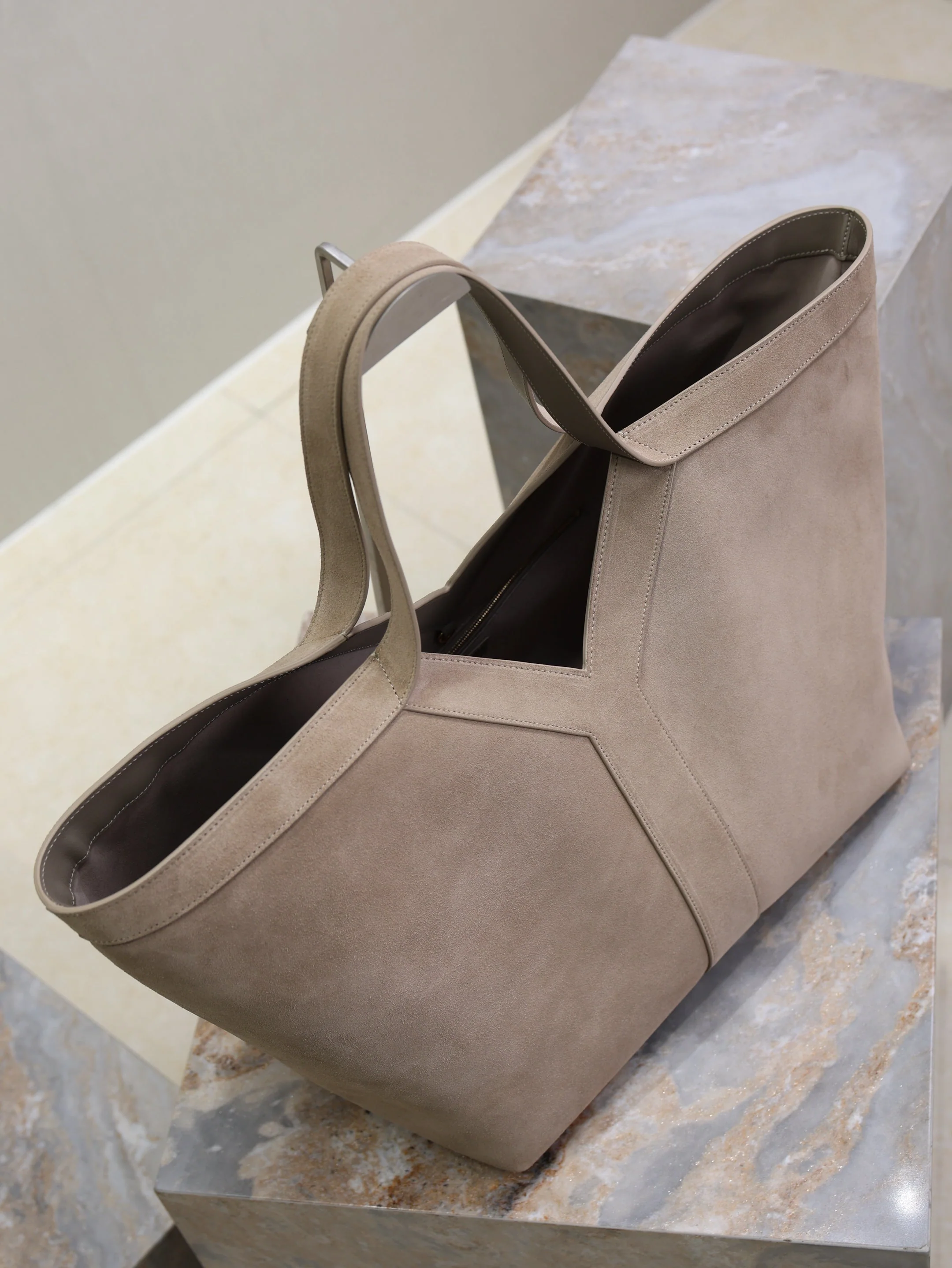 Saint Laurent YSL  Tote Bag Gray Suede