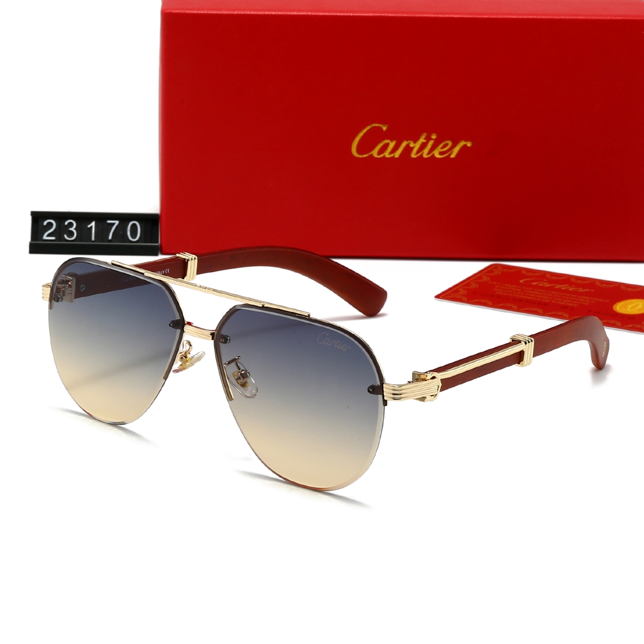 Cartier C Décor Wood Aviator Sunglasses Top quality - KAIROO