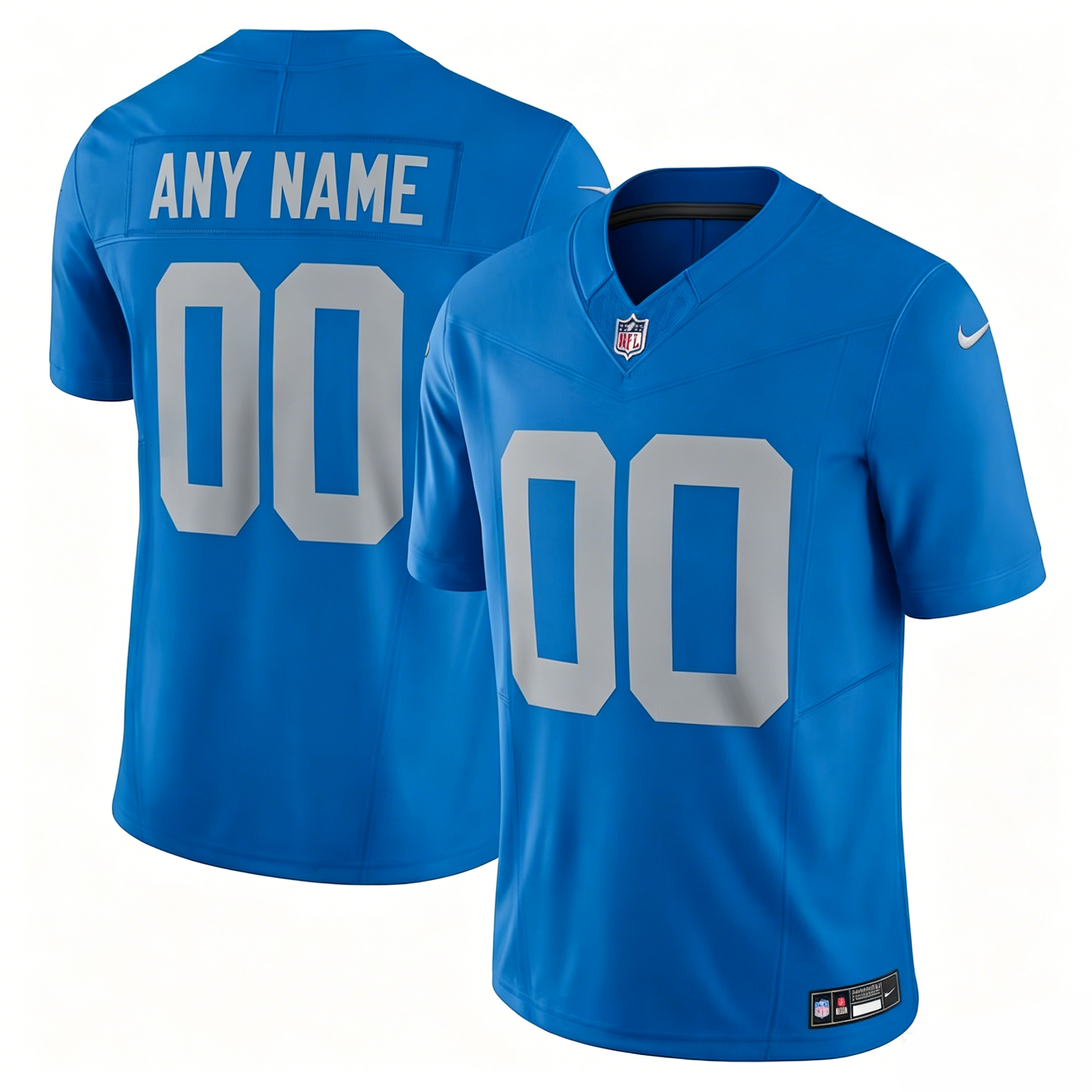 Customized Nike Blue White Gray Detroit Lions football Jersey Home and Away Custom Vapor F.U.S.E. Limited Jersey
