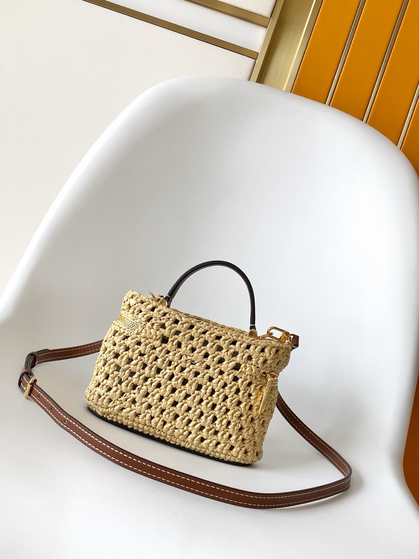 Louis Vuitton LV Mini Nice Vanity Case Woven Crochet Raffia Lock Crossbody Top Handle Bag - KAIROO