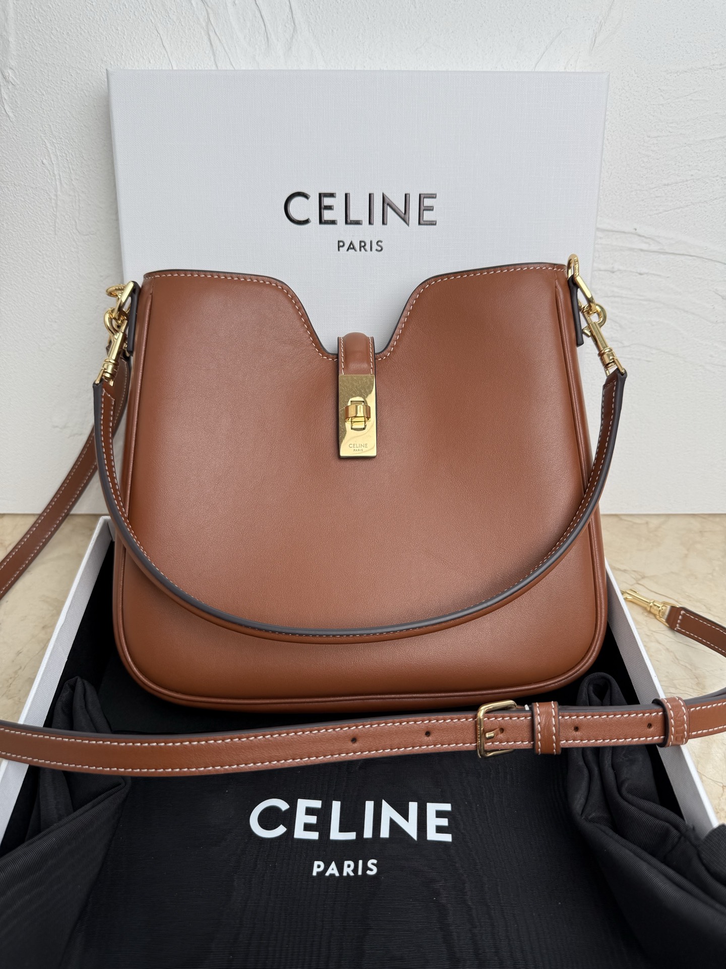 Celine Camille 16 Small Bag in Brown Calfskin