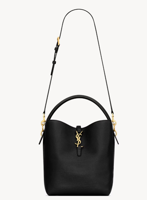 Saint Laurent LE 37 Large Bucket Bag in Black Grained leather 742828